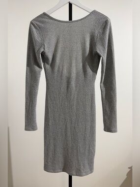 Community Grey Slim Ribbed Long Sleeve Dress Size M